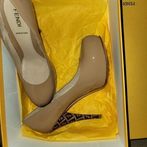 Fendi Beige Nylon Mid Heel Pumps main image 1